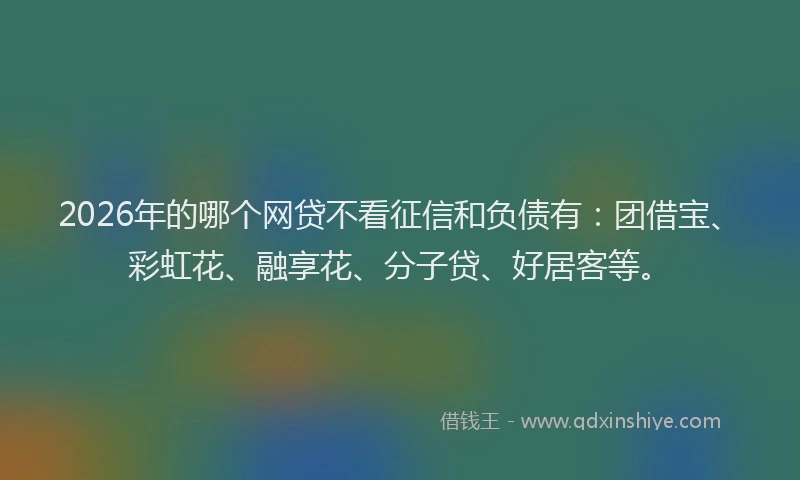 2026年的哪个网贷不看征信和负债有:团借宝、彩虹花、融享花、分子贷、好居客等。