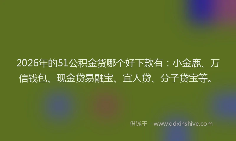 2026年的51公积金货哪个好下款有:小金鹿、万信钱包、现金贷易融宝、宜人贷、分子贷宝等。