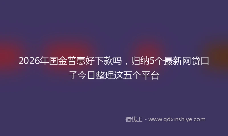 2026年国金普惠好下款吗,归纳5个最新网贷口子今日整理这五个平台