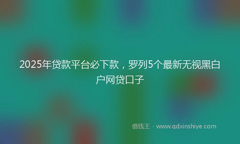 2025年贷款平台必下款，罗列5个最新无视黑白户网贷口子