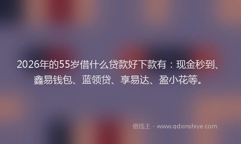 2026年的55岁借什么贷款好下款有：现金秒到、鑫易钱包、蓝领贷、享易达、盈小花等。