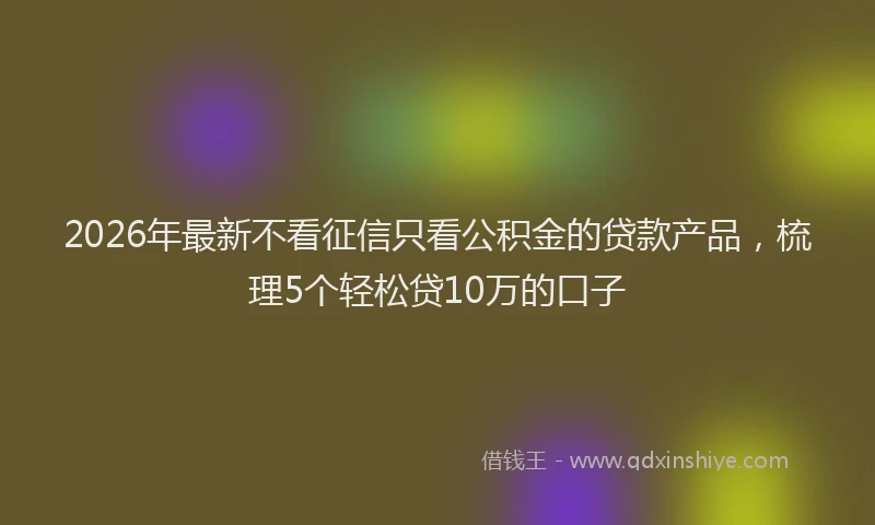 2026年最新不看征信只看公积金的贷款产品，梳理5个轻松贷10万的口子