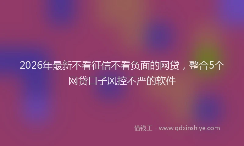 2026年最新不看征信不看负面的网贷,整合5个网贷口子风控不严的软件