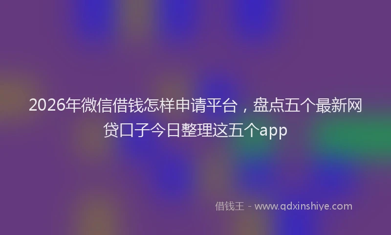 2026年微信借钱怎样申请平台,盘点五个最新网贷口子今日整理这五个app