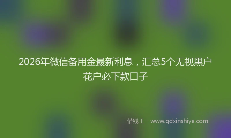 2026年微信备用金最新利息，汇总5个无视黑户花户必下款口子