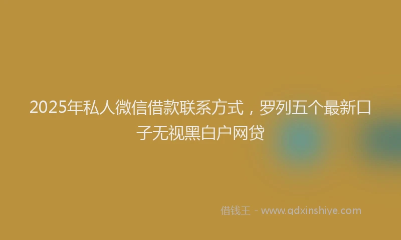 2025年私人微信借款联系方式，罗列五个最新口子无视黑白户网贷