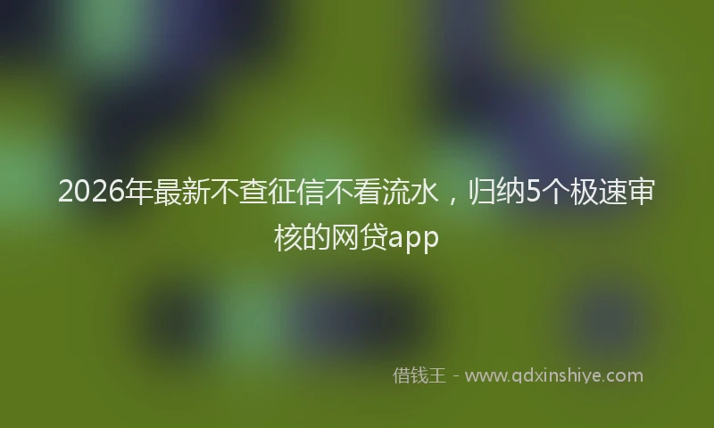 2026年最新不查征信不看流水,归纳5个极速审核的网贷app