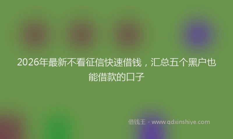 2026年最新不看征信快速借钱，汇总五个黑户也能借款的口子