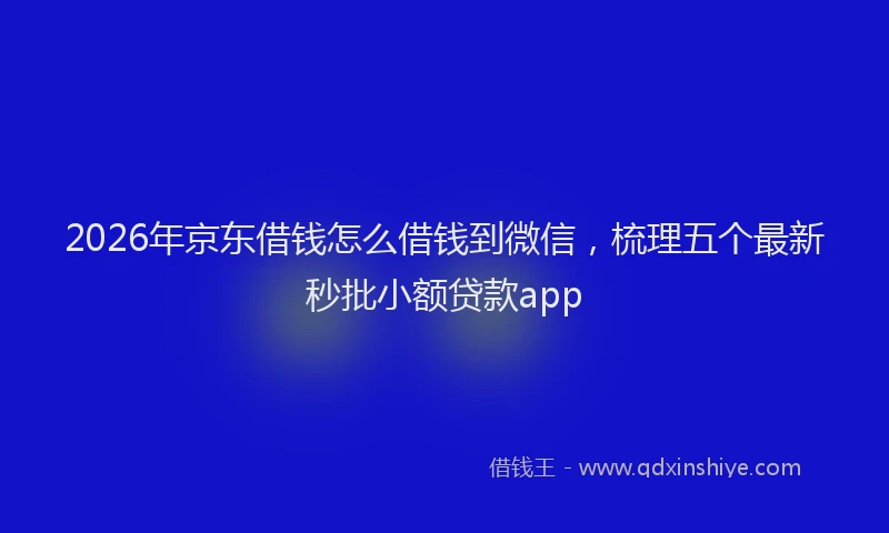 2026年京东借钱怎么借钱到微信，梳理五个最新秒批小额贷款app