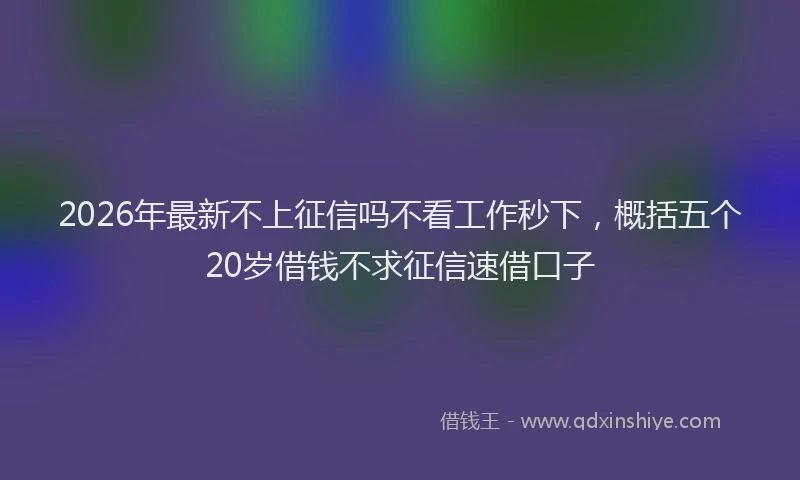 2026年最新不上征信吗不看工作秒下，概括五个20岁借钱不求征信速借口子