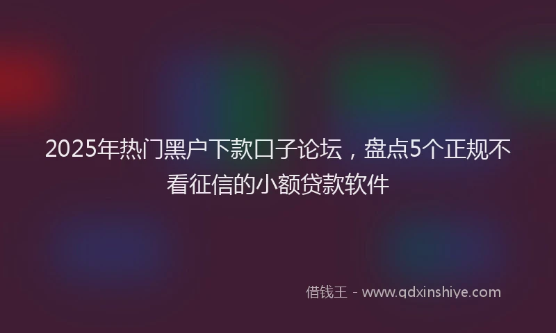 2025年热门黑户下款口子论坛，盘点5个正规不看征信的小额贷款软件