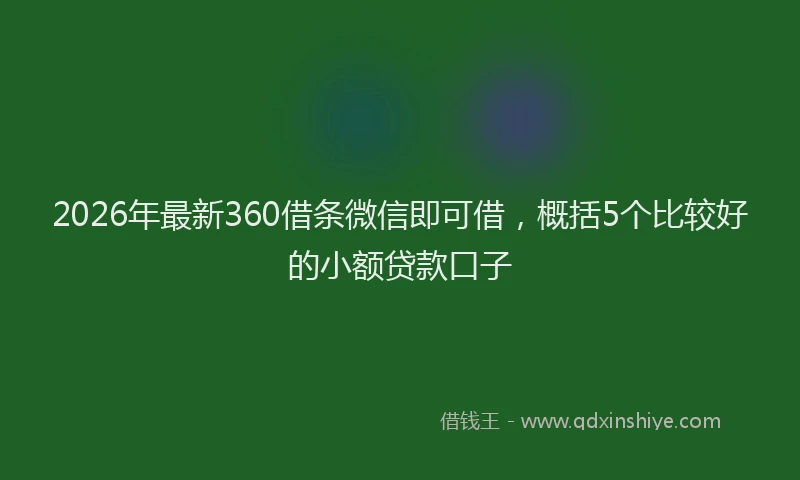 2026年最新360借条微信即可借,概括5个比较好的小额贷款口子