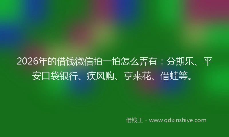 2026年的借钱微信拍一拍怎么弄有：分期乐、平安口袋银行、疾风购、享来花、借蛙等。