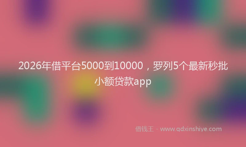 2026年借平台5000到10000，罗列5个最新秒批小额贷款app