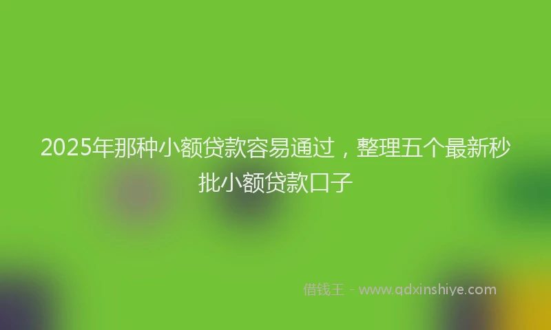 2025年那种小额贷款容易通过，整理五个最新秒批小额贷款口子