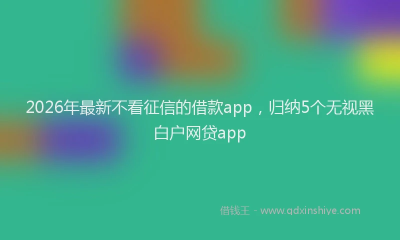 2026年最新不看征信的借款app,归纳5个无视黑白户网贷app