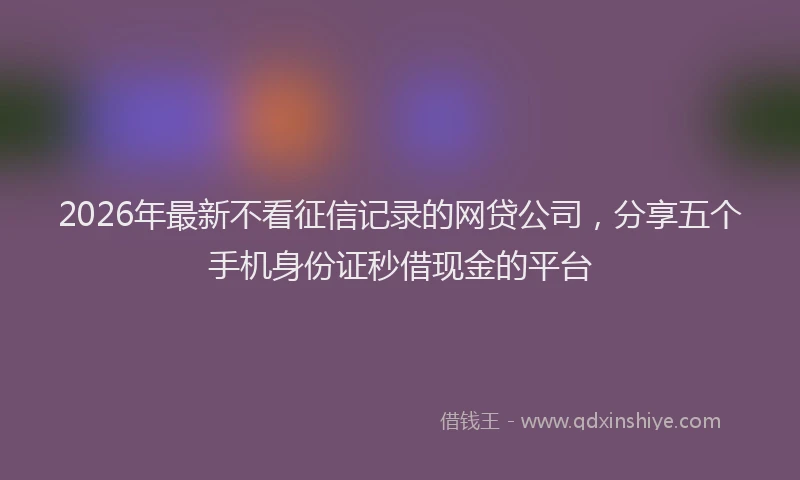 2026年最新不看征信记录的网贷公司，分享五个手机身份证秒借现金的平台