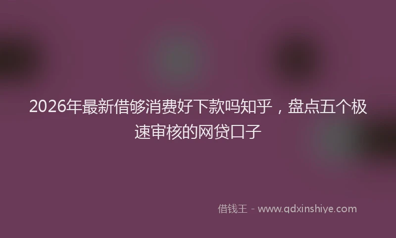 2026年最新借够消费好下款吗知乎，盘点五个极速审核的网贷口子