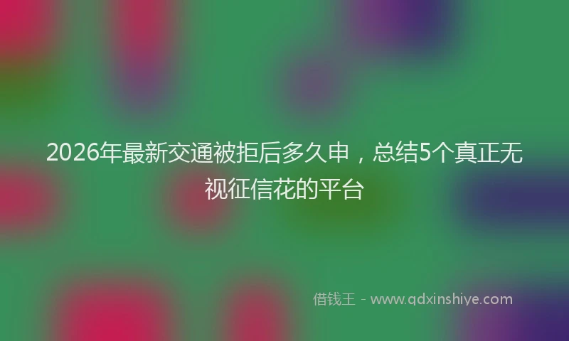 2026年最新交通被拒后多久申，总结5个真正无视征信花的平台