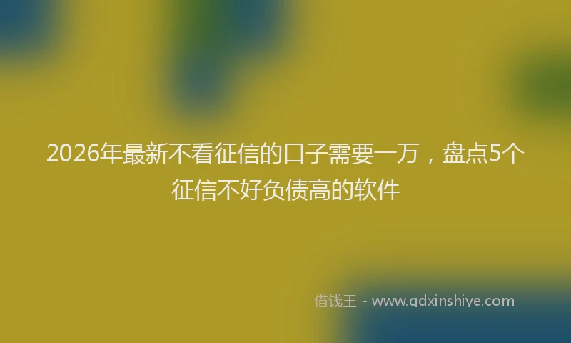 2026年最新不看征信的口子需要一万,盘点5个征信不好负债高的软件