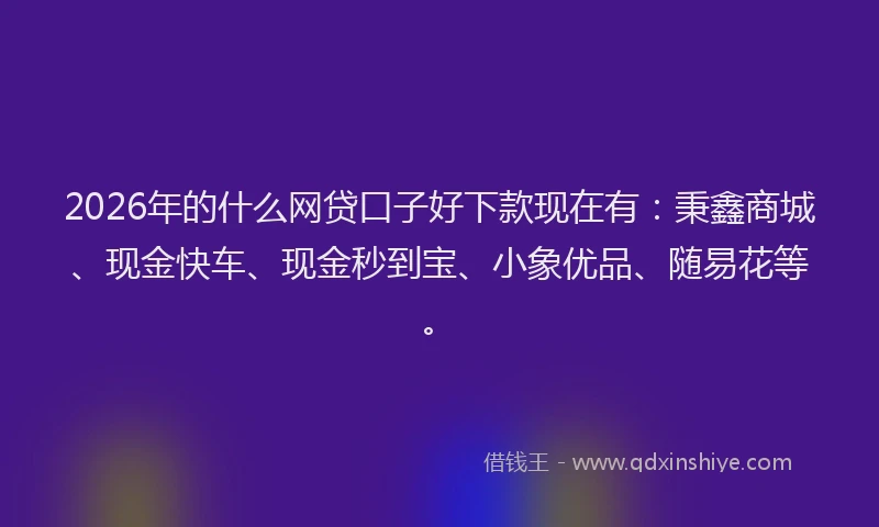 2026年的什么网贷口子好下款现在有:秉鑫商城、现金快车、现金秒到宝、小象优品、随易花等。