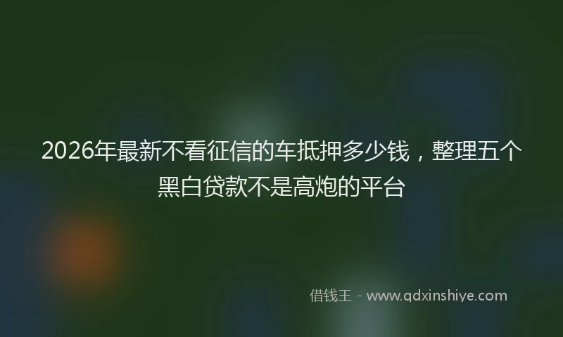 2026年最新不看征信的车抵押多少钱，整理五个黑白贷款不是高炮的平台