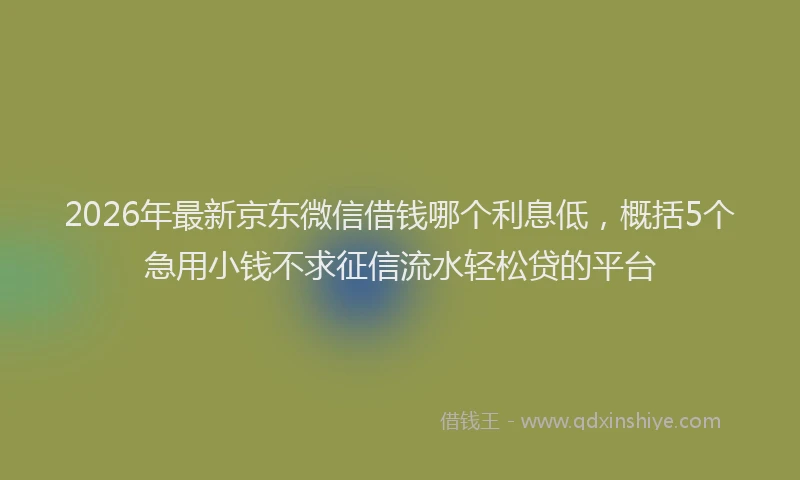 2026年最新京东微信借钱哪个利息低,概括5个急用小钱不求征信流水轻松贷的平台
