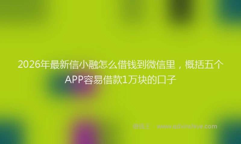 2026年最新信小融怎么借钱到微信里，概括五个APP容易借款1万块的口子