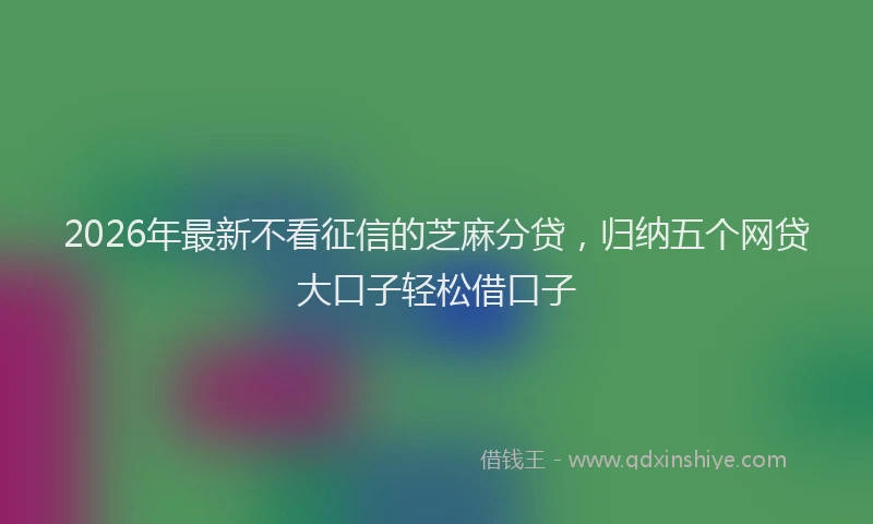 2026年最新不看征信的芝麻分贷，归纳五个网贷大口子轻松借口子
