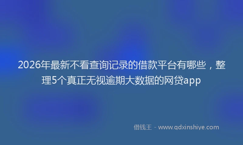 2026年最新不看查询记录的借款平台有哪些，整理5个真正无视逾期大数据的网贷app