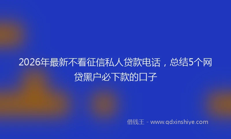 2026年最新不看征信私人贷款电话,总结5个网贷黑户必下款的口子