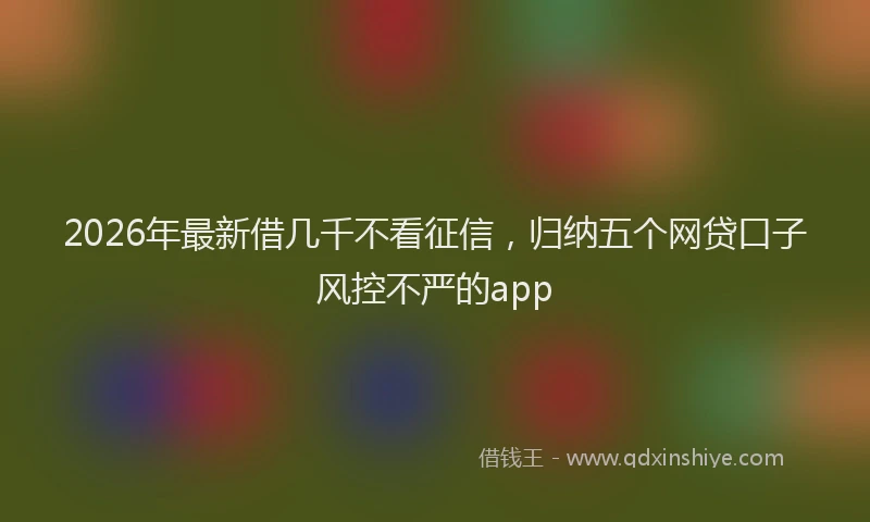 2026年最新借几千不看征信，归纳五个网贷口子风控不严的app