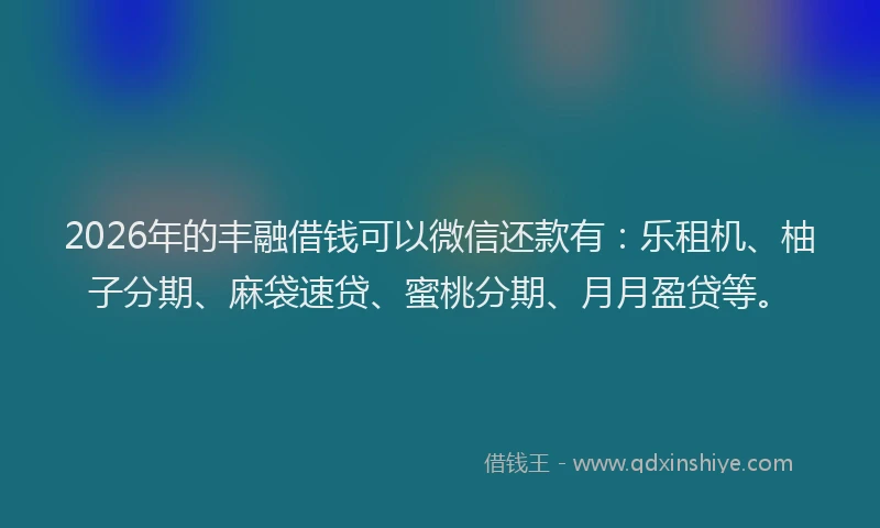 2026年的丰融借钱可以微信还款有：乐租机、柚子分期、麻袋速贷、蜜桃分期、月月盈贷等。