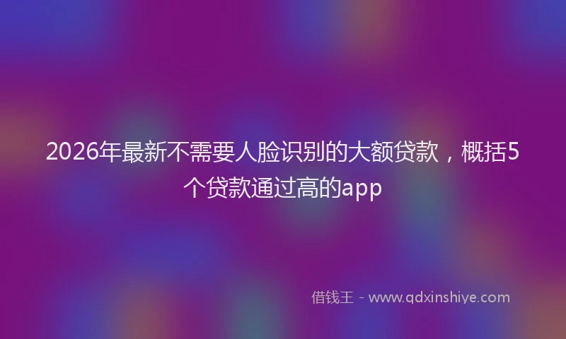 2026年最新不需要人脸识别的大额贷款，概括5个贷款通过高的app