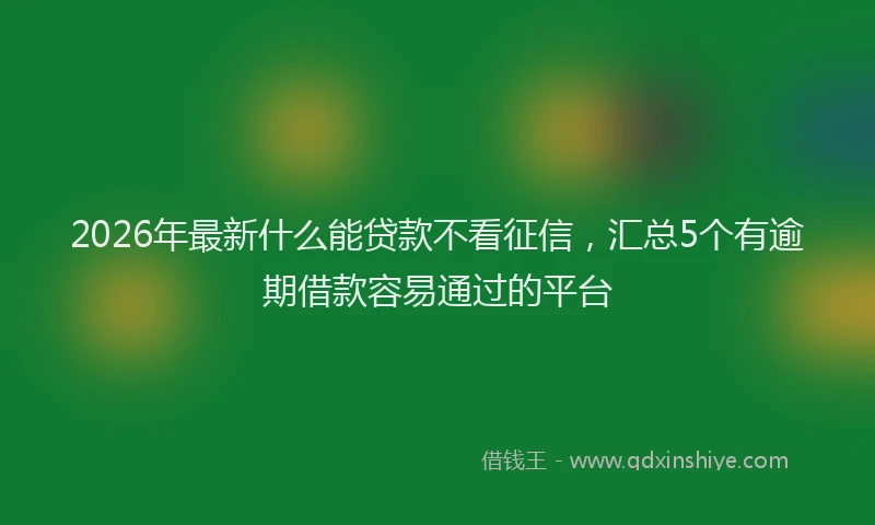2026年最新什么能贷款不看征信，汇总5个有逾期借款容易通过的平台