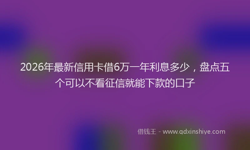 2026年最新信用卡借6万一年利息多少，盘点五个可以不看征信就能下款的口子