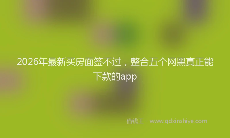 2026年最新买房面签不过，整合五个网黑真正能下款的app
