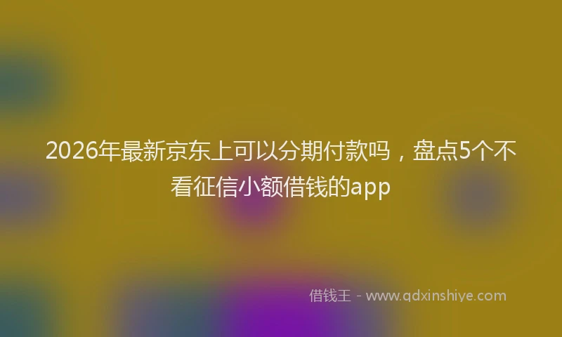2026年最新京东上可以分期付款吗，盘点5个不看征信小额借钱的app