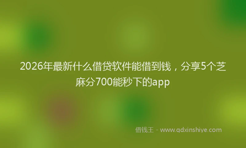 2026年最新什么借贷软件能借到钱,分享5个芝麻分700能秒下的app