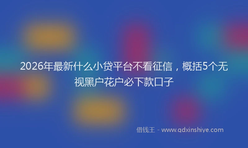 2026年最新什么小贷平台不看征信，概括5个无视黑户花户必下款口子