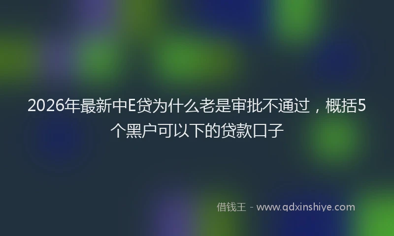 2026年最新中E贷为什么老是审批不通过，概括5个黑户可以下的贷款口子