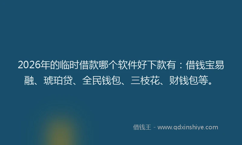 2026年的临时借款哪个软件好下款有：借钱宝易融、琥珀贷、全民钱包、三枝花、财钱包等。