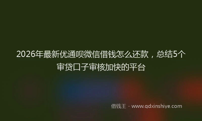 2026年最新优通呗微信借钱怎么还款,总结5个审贷口子审核加快的平台