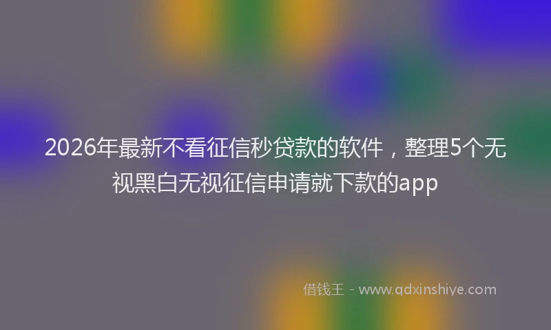 2026年最新不看征信秒贷款的软件，整理5个无视黑白无视征信申请就下款的app