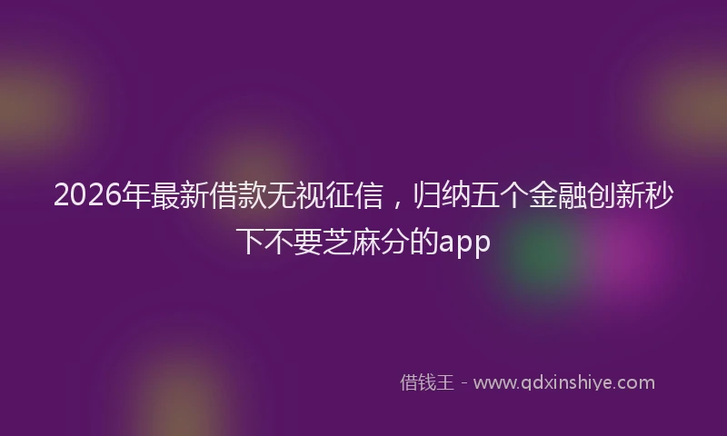 2026年最新借款无视征信,归纳五个金融创新秒下不要芝麻分的app