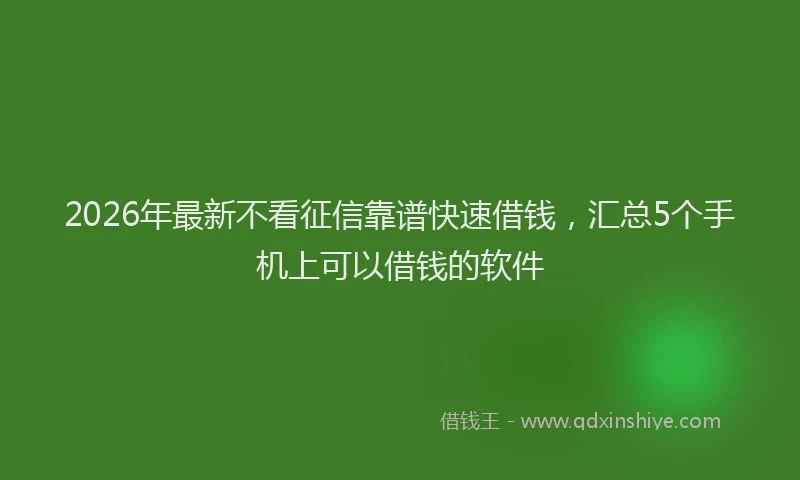2026年最新不看征信靠谱快速借钱，汇总5个手机上可以借钱的软件