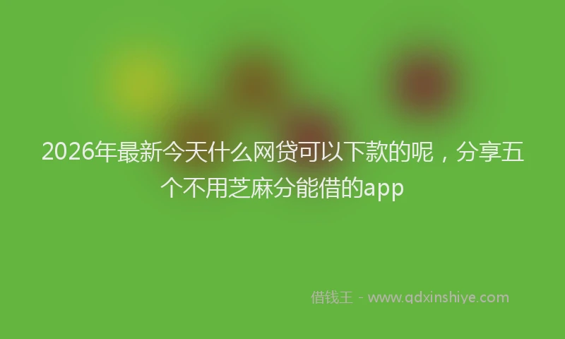 2026年最新今天什么网贷可以下款的呢，分享五个不用芝麻分能借的app