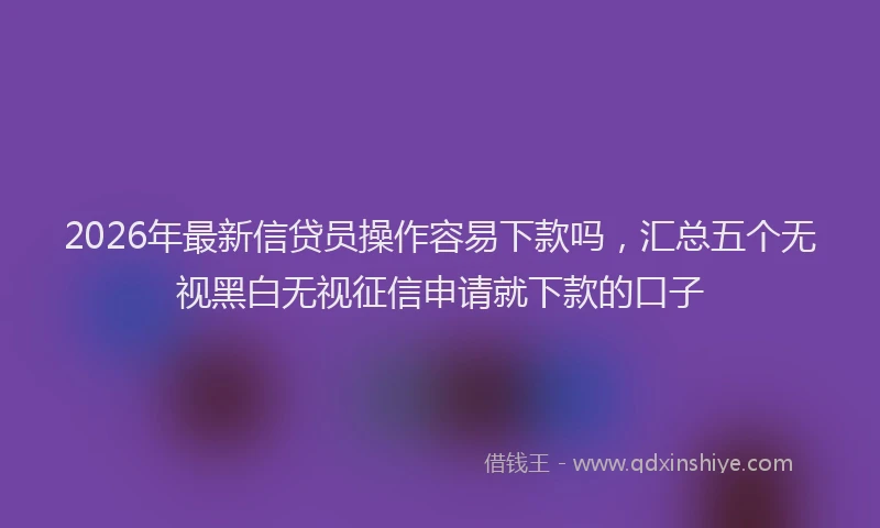 2026年最新信贷员操作容易下款吗,汇总五个无视黑白无视征信申请就下款的口子
