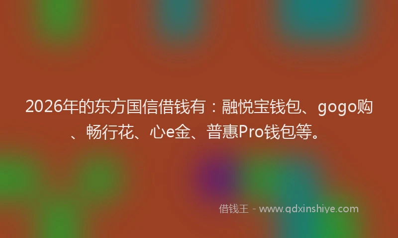 2026年的东方国信借钱有：融悦宝钱包、gogo购、畅行花、心e金、普惠Pro钱包等。