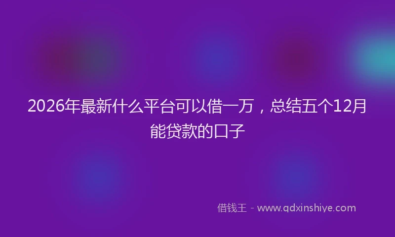 2026年最新什么平台可以借一万,总结五个12月能贷款的口子